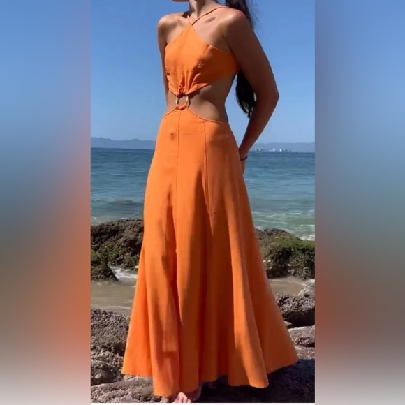 🔥🔥🔥🔥🔥 Orange Cutout Maxi Dress - Picture 4 of 16